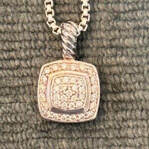 David Yurman PETITE ALBION PENDANT NECKLACE Sterling Silver with Pavé Diamonds,